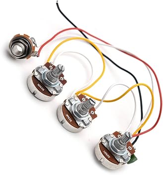TSTS Guitar Prewired Harness Bass Wiring Harness Prewired Kit 250K Pots 2 Volume 1 Tone for Bass Electric Guitar Parts