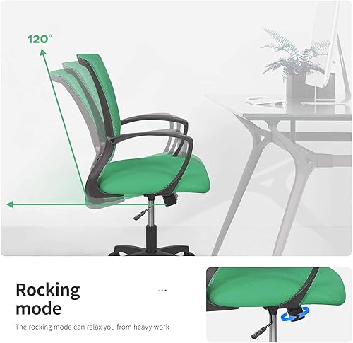 Miniatura 3 de HHS Silla ergonómica de malla con soporte lumbar, silla giratoria de escritorio con respaldo medio, silla moderna ejecutiva con ruedas, cómoda silla