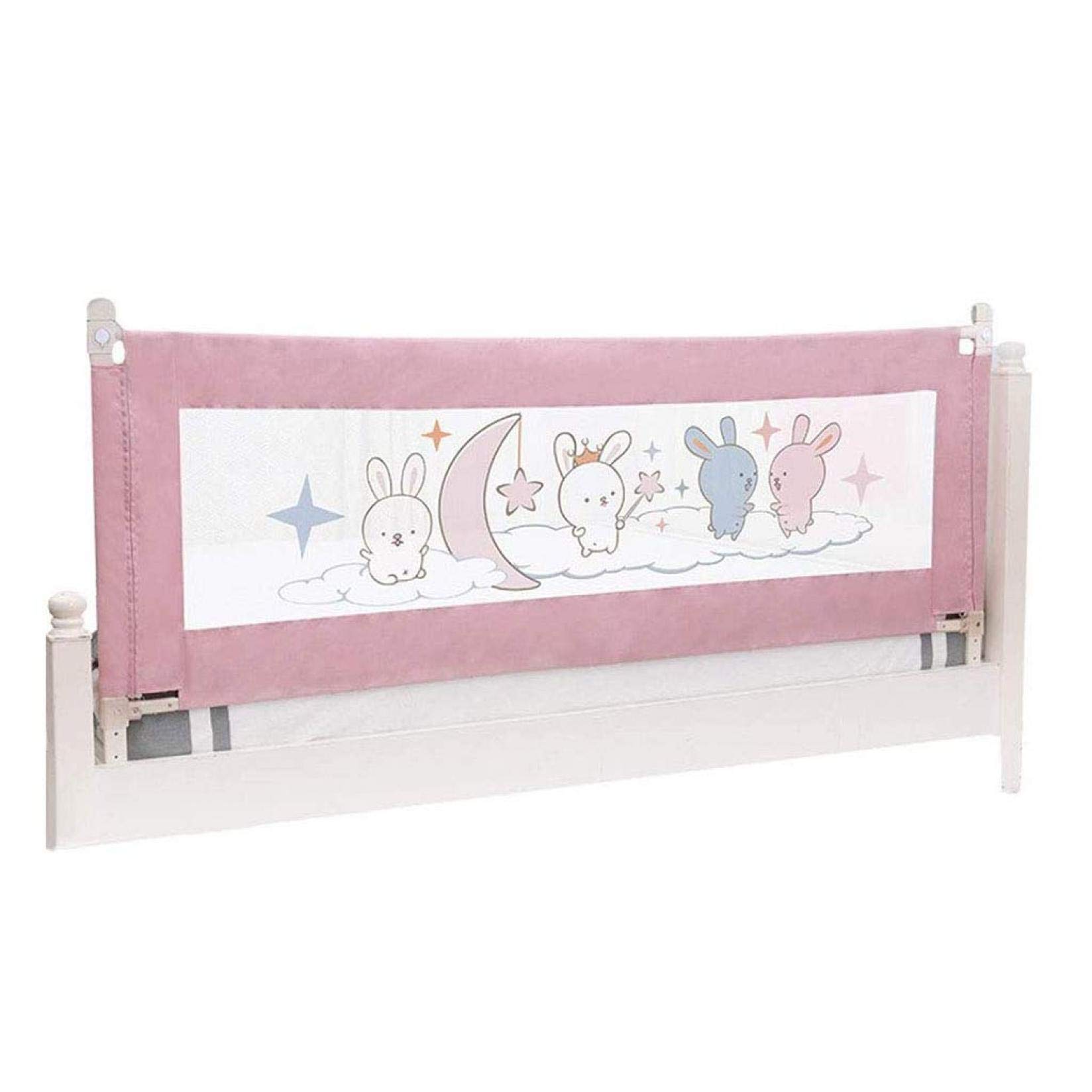 Barandilla de Cama con Estampado de Conejo para niños pequeños, Sistema de Seguridad con Anclaje extendido, protección anticaídas, 150 cm
