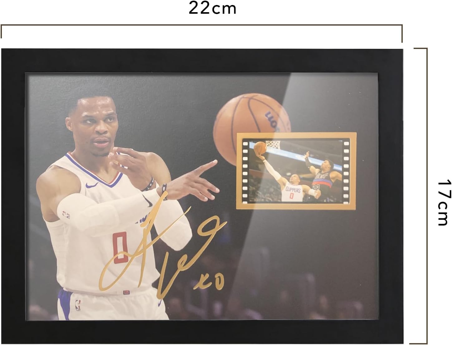 veratwo Signed Westbrook Basketball Poster Framed Photo Gift 8x6 Inches,with 1x 35mm Film Display,Cool Basketball Memorabilia Birthday Christmas Gifts for Boys/Men/Clippers Fans - Image 2