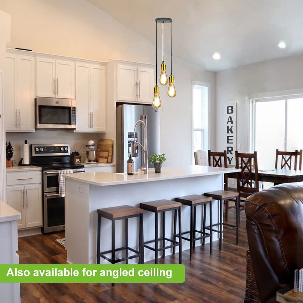 Lampada A Sospensione 3 Teste E27 - Cavo Regolabile 120 Cm, Per Cucina, Bar, Ristorante - Foto 9