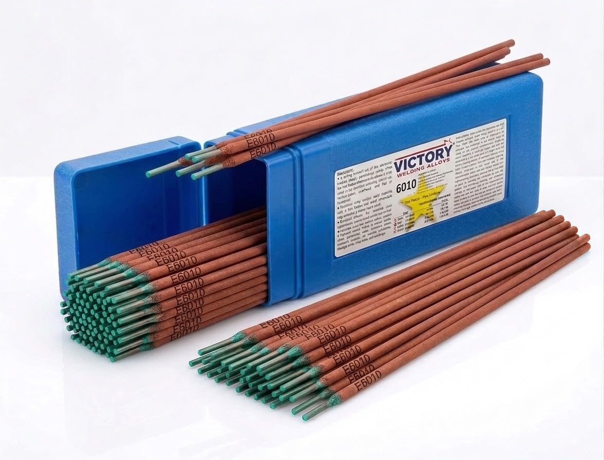 Victory Welding Alloys 6010 - Varilla de soldadura 0.08 pulgadas E6010 0.08 pulgadas caja de 5 libras | STARTECHWELD E6010 - Electrodos de soldadura en barra de arco suave y estable