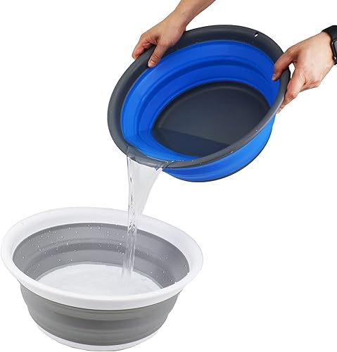 Miniatura 5 de SAMMART Tina plegable de 7.5 L (1.98 galones) - Tina plegable - Lavabo portátil - Bañera de plástico que ahorra espacio (grisazul)