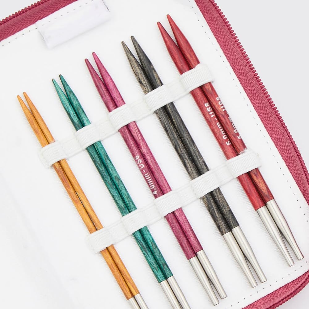 Lotus Yarns KP Dreamz Deluxe glattes Stricknadel-Set, 5 austauschbare Rundstricknadelspitzen aus Holz mit 2 Nylonschnüren für Anfänger, Strickprojekte (Starter 3,0 mm - 5,0 mm) – 200632)