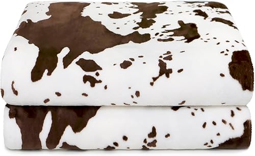 Manta con estampado de vaca, manta de franela de felpa suave y cálida para sofá, dormitorio, sala de estar, campamento, viajes, tamaño de bebé 40 x