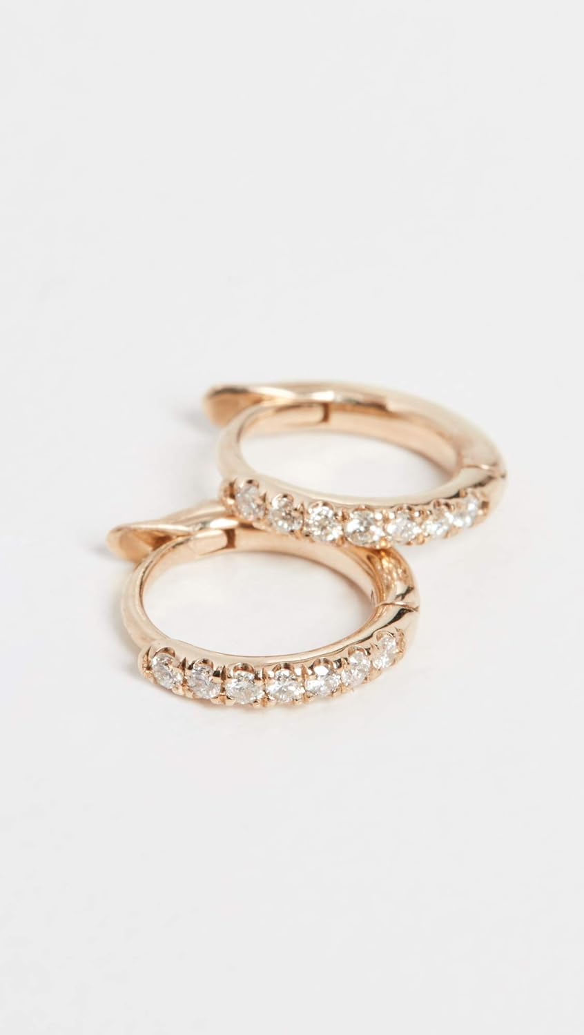 Zoe Chicco Women's 14k Extra Small Pave Diamond Hinge Huggie Hoops - Image 2