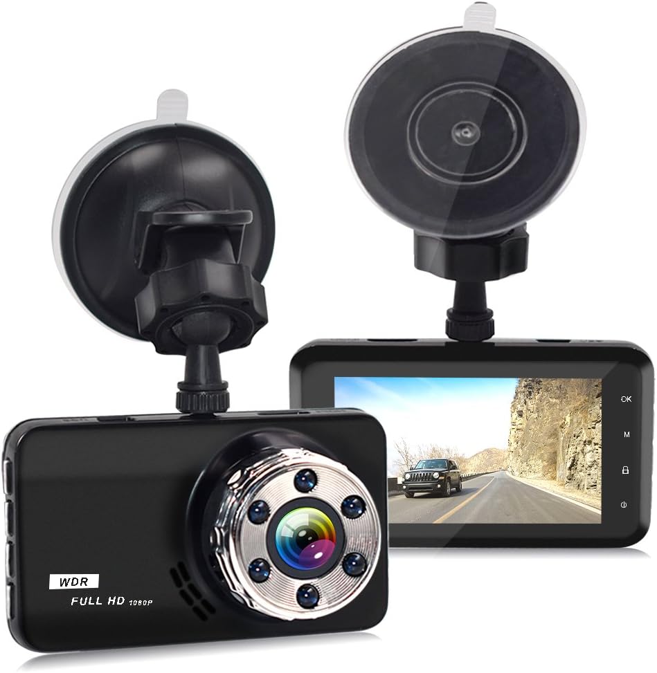Dash Cam, Car Dash Camera Dashboard 3.0 Inch HD Screen FULL 1080P 170 Degree Super Wide Angle Cameras Recorder Support G-Sensor, Motion Detection, Parking Mode Night Vision