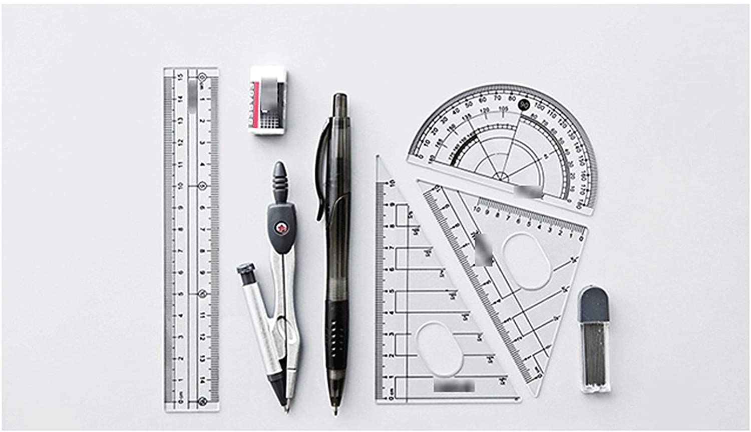 Bussola Matematica Geometria Set Bussole Set per Disegno Esame di Progettazione, Set Geometria, Bussole Matematiche per Studenti con Compasso Goniometro In Custodia per Il Trasporto (8 Pezzi) per D