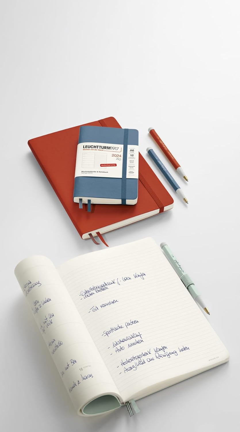 LEUCHTTURM1917 367807 Weekly Calendar & Notebook Paperback (B6+) 2024, Soft Cover, Lilac, German, 12 Months