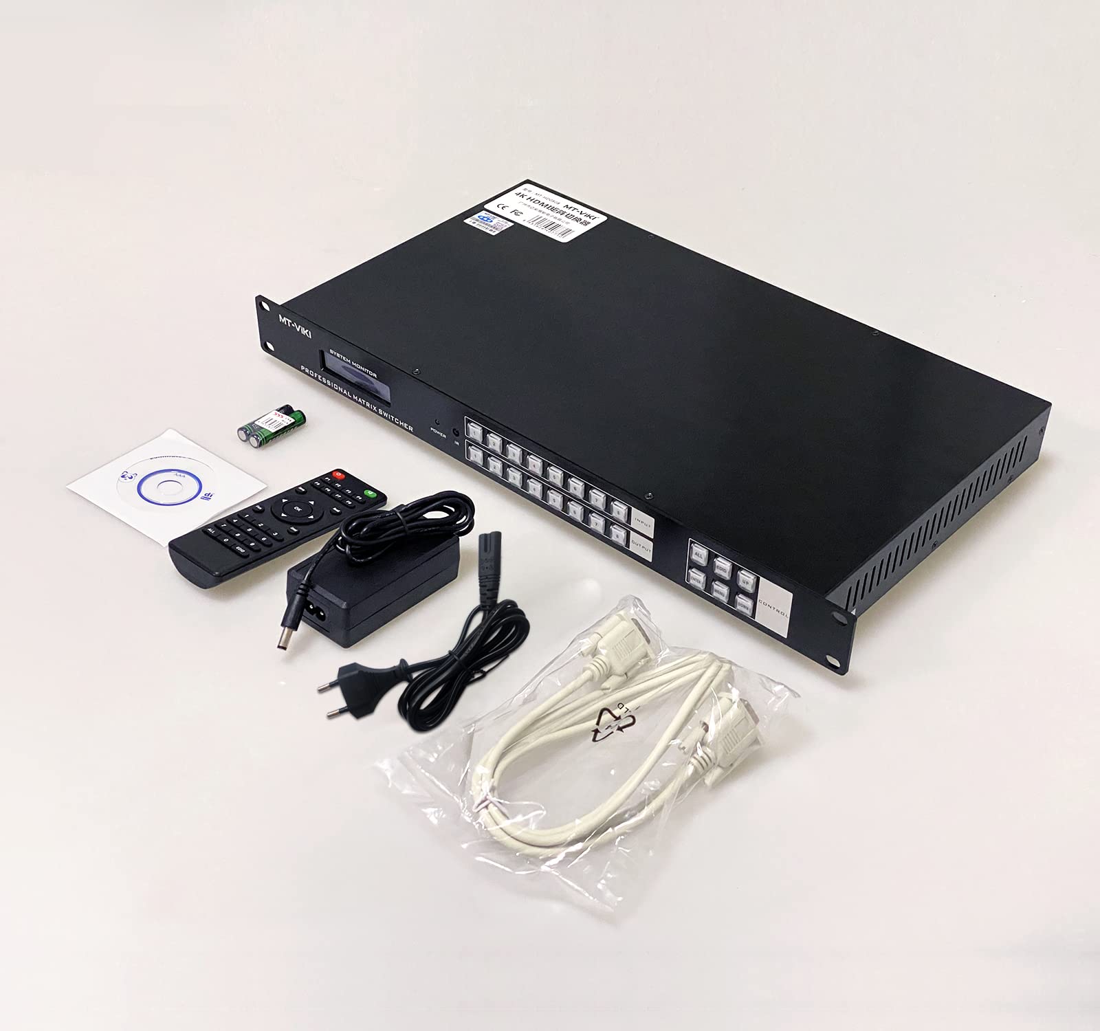 MT-VIKI 4K HDMI Matrix Switch 8x8, 4K@30Hz Rack Mount Switcher & Splitter with Backlit RS232 LAN Port and EDID, Support Web GUI, Built-in US ADI Chip (8 in 8 Out)