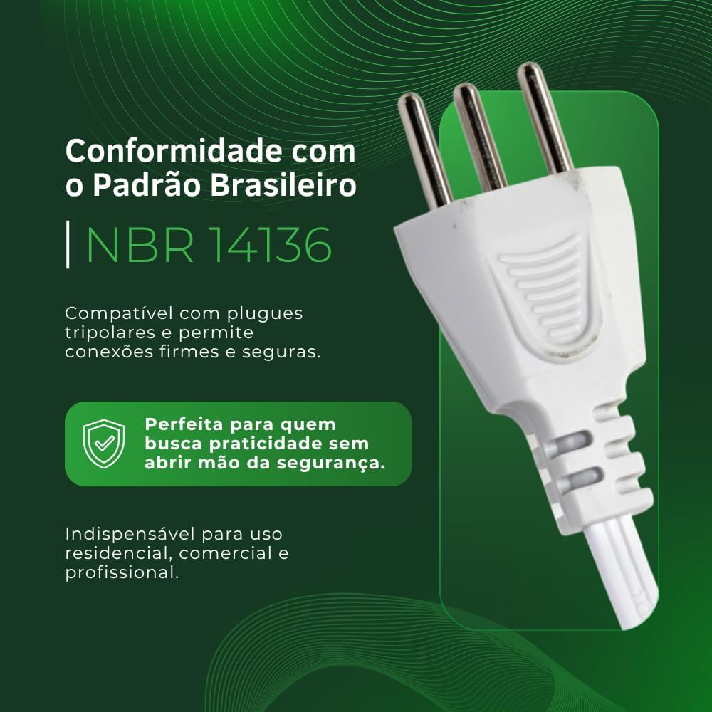 Extensão Elétrica 6 Tomadas com Fusível de Proteção e Interruptor – Cabo 3,0m Bivolt 110/220V, Filtro de Linha Seguro, 10A, Até 2500W – Régua de Tomadas para Casa e Escritório – (Branco) Extensão Elétrica 6 Tomadas com Fusível de Proteção e Interruptor – Cabo 3,0m Bivolt 110/220V, Filtro de Linha Seguro, 10A, Até 2500W – Régua de Tomadas para Casa e Escritório – (Branco)