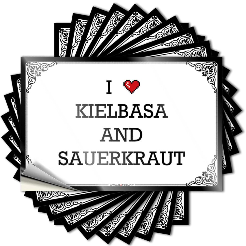 Tattoo Teenage Peel and Stick - I Love Kielbasa and Sauerkraut Case Punk Waterproof Vinyl for Sports(8X12CM)