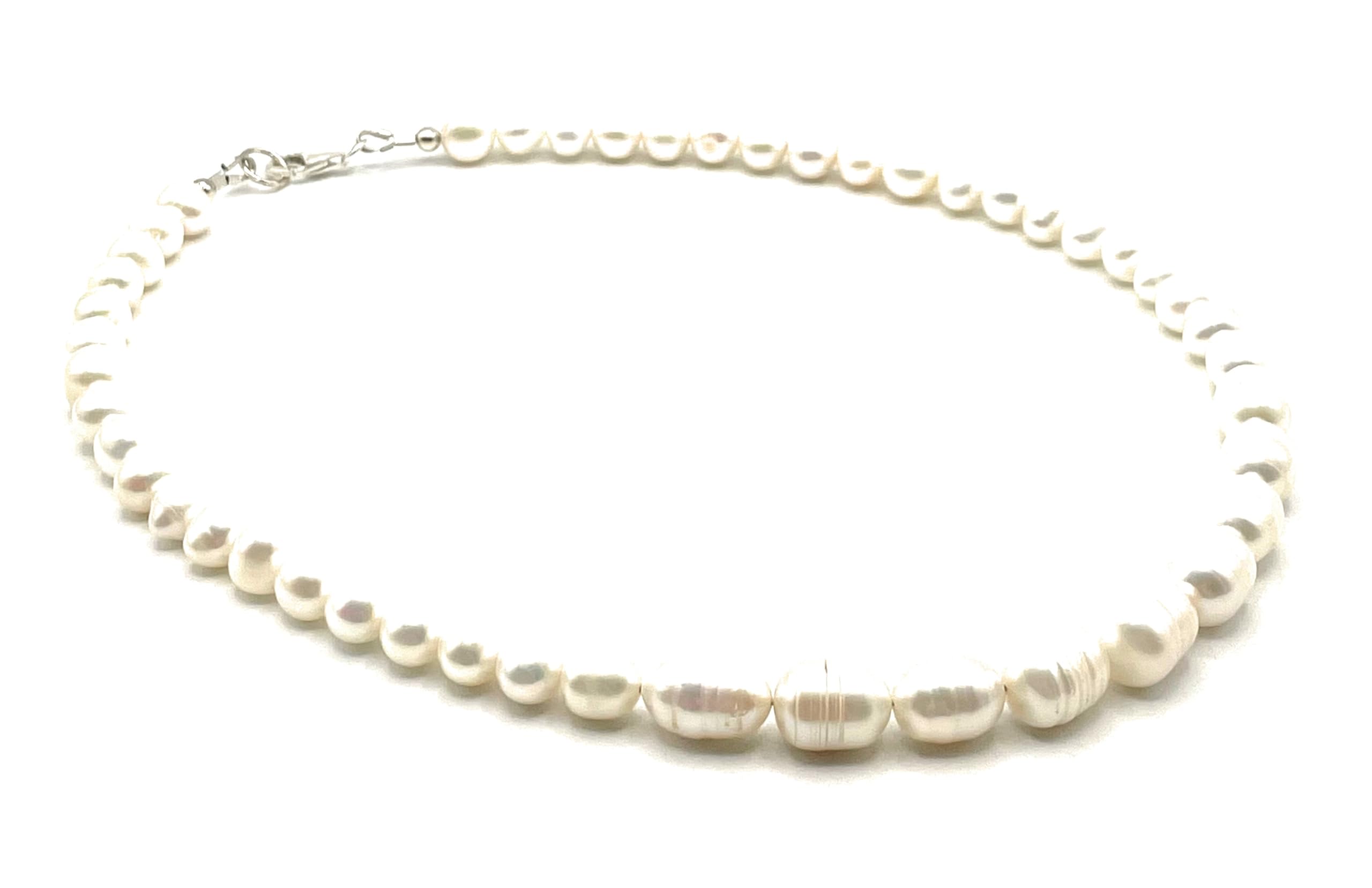 Weiße Perlenkette, 925 Sterlingsilber-Choker, echter Edelsteinschmuck, klassischer Stil, Geschenk für sie, Juni Geburtsstein