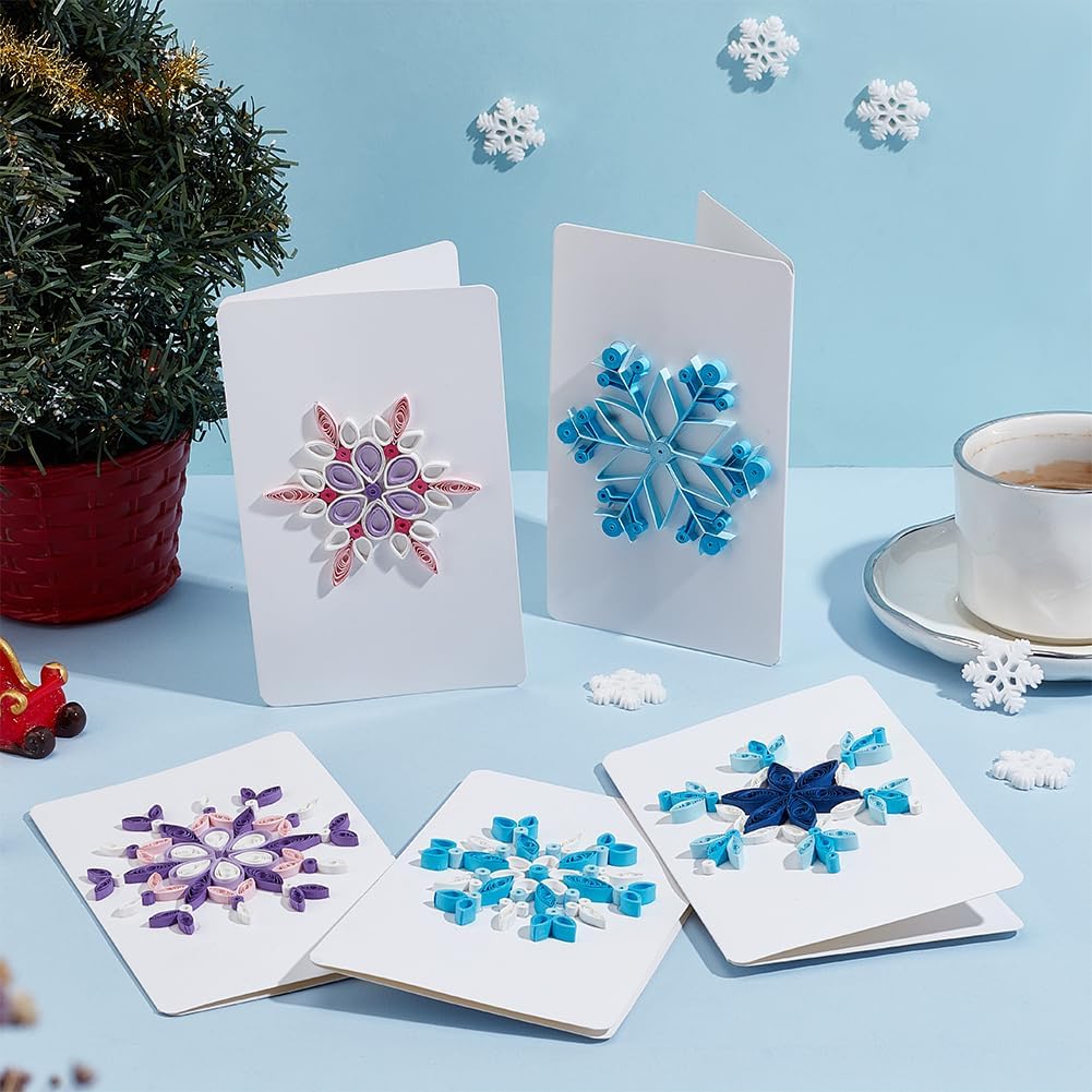 WEBEEDY 20 Sets DIY Christmas Snowflake Quilling Kit Handmade Snowflake Quilling Card with Instruction DIY Happy Christmas Congratulation Cards for Friends Families and Colleagues