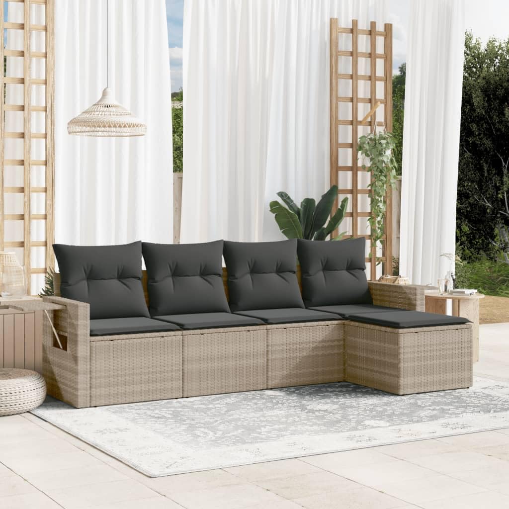 Ensemble de canapés de jardin Gecheer CTY-59 gris clair, canapé modulable 5 pièces en résine
