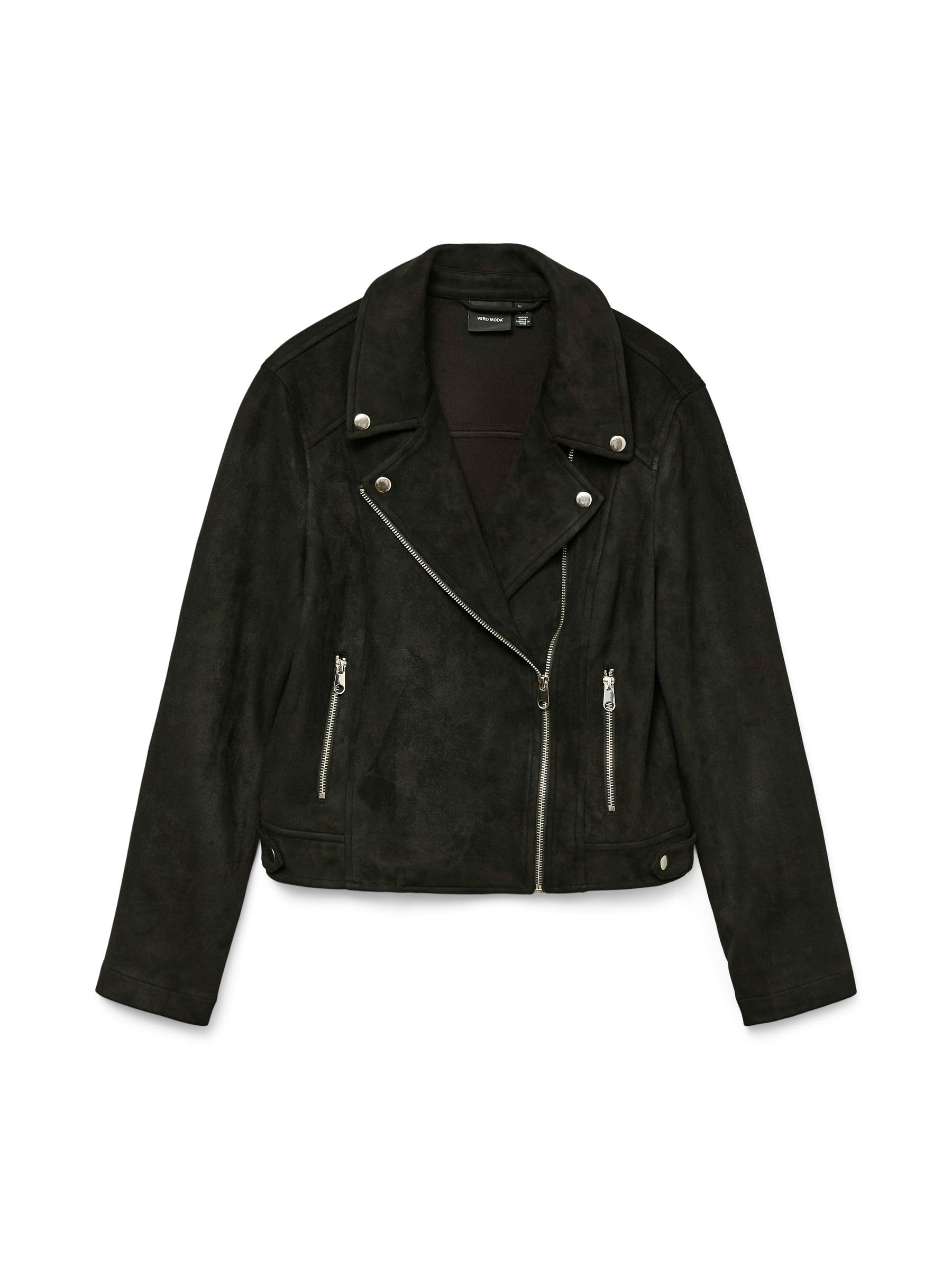 VERO MODA Womens Vmjose Short Faux Suede Noos Jacket, Black, L UK