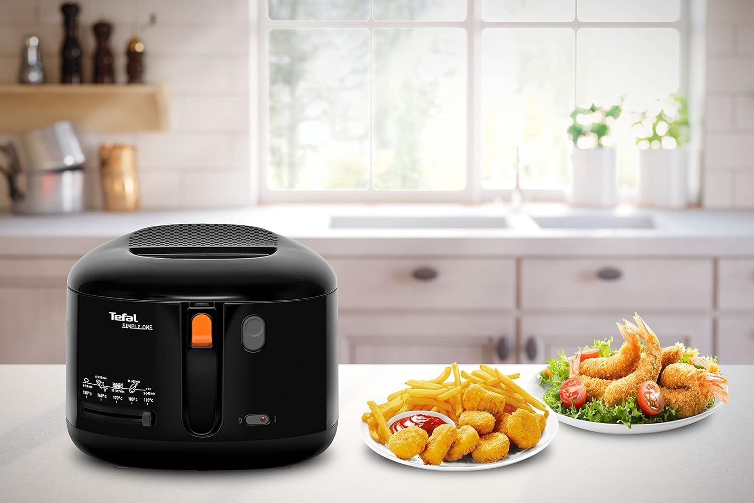 Tefal FF1608 Simply One Friteuse électrique, capacité XL pour jusqu'à 1,2 kg de frites, système de paroi de refroidissement exclusive, pièces lavables au lave-vaisselle, fenêtre, thermostat réglable,