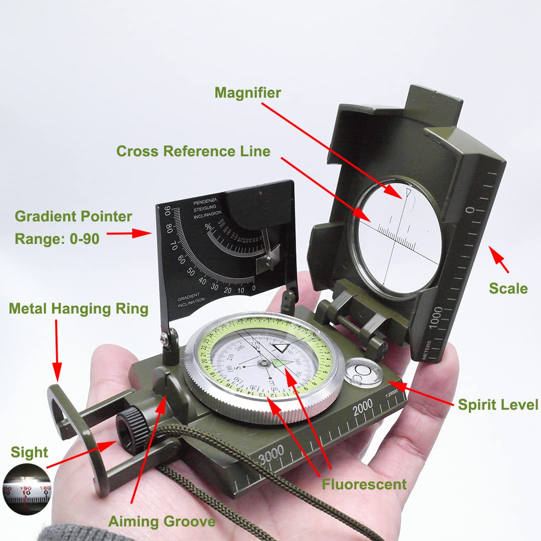 Sighting Navigation Compass with Inclinometer