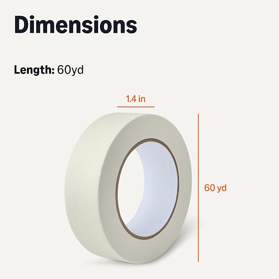 Amazon Basics Multi-Surface Masking Tape for Labeling, 1.41 x 60 Yards, Beige, 1 Roll