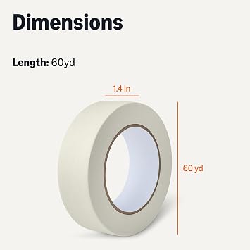 Amazon Basics Multi-Surface Masking Tape for Labeling, 1.41 x 60 Yards, Beige, 1 Roll