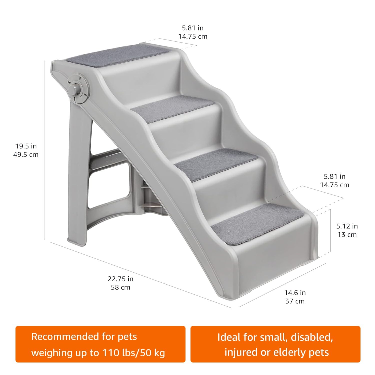 Amazon.com: Amazon Basics Foldable Non-Slip Pet Stairs for Small
