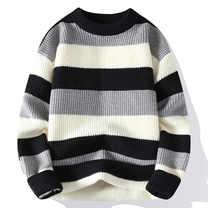 Men's Striped Sweater O-Neck Casual Knit Pullovers Knitted Sweater Men Autumn Winter Warm Tops4