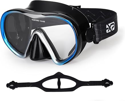 Scuba Diving Mask for Adults - Anti-Fog Swim Mask Wide View Swimming Goggles with Nose Cover Professional Snorkeling Goggles Gear Tempered Glass Lens with Fabric Strap for Men Women
