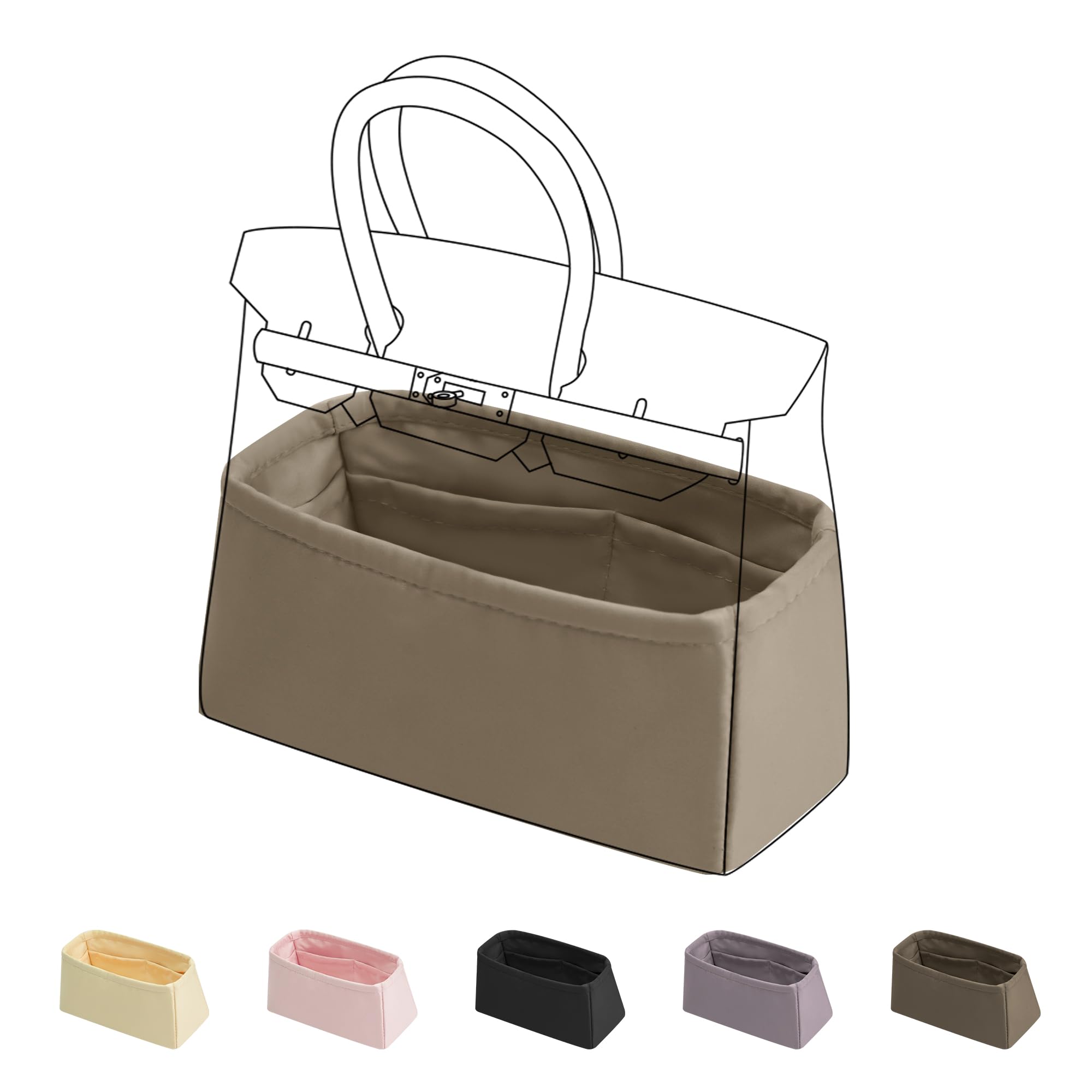 Organisateur de sac à main et fourre-tout pour Birkin 30, insert en soie grise DGAZ
