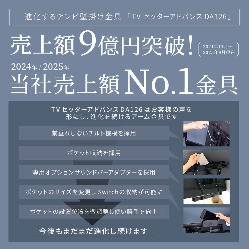 Amazon | TVセッター テレビ 壁掛け 金具 37-102インチ TVセッター