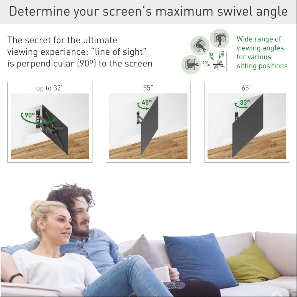 Barkan TV-muurbeugel, 29-65 inch Full Motion Articulating - 4 uurbeugels, geschikt voor maximaal 73 kg, 10 jaar garantie, past op LED OLED LCD