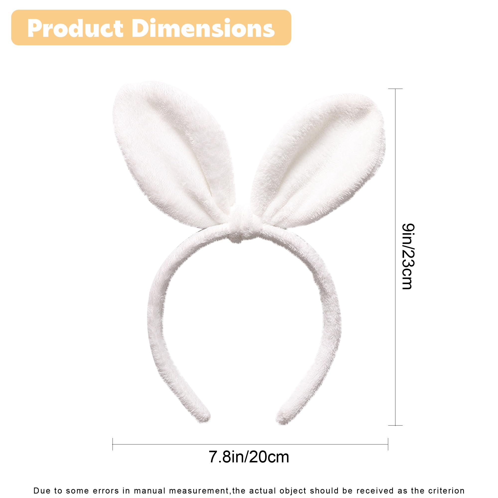 AEGYPIUS Serre-tête oreilles de lapin en velours blanc pour adulte Playboy oreilles de lapin en peluche pour cosplay ludique et costume amusant parfait pour adultes