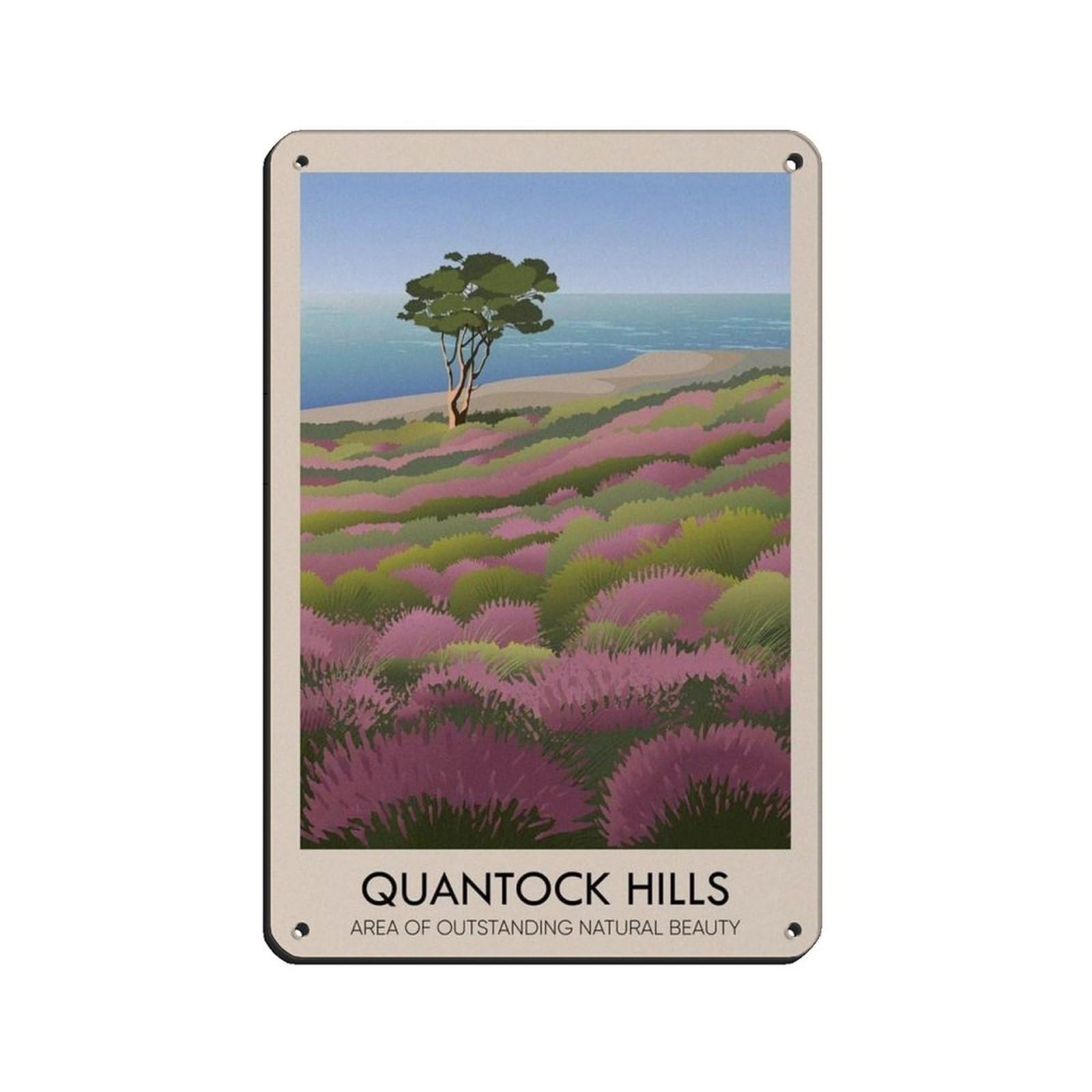 Lxwnze 20L X 30W Cm Quantock Hills Aonb Travel Poster Tin Sign Vintage Metal Pub Club Cafe Bar Home Wall Art Decoration Poster Retro 8X12inch(20X30cm)