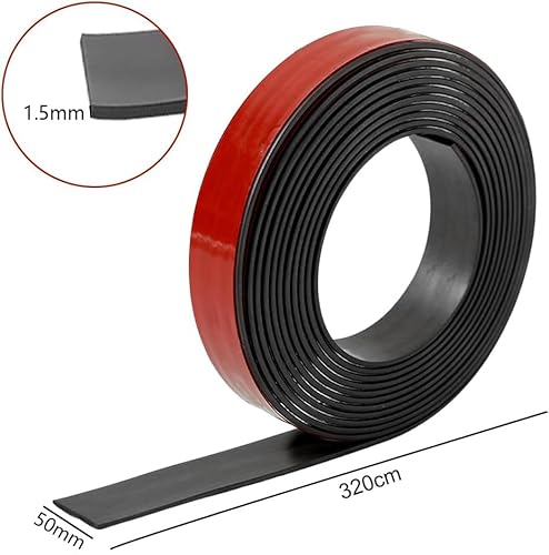 Gummistreifen Selbstklebend - Neopren Gummimatte Gummiplatte, Vollgummi Gummiprofil, für Dichtungen, Bodenbeläge Schutz, Vibrationsschutz, Abdeckung, Puffern, DIY (50mm(B) x1.5mm(D) x3.2m(L))