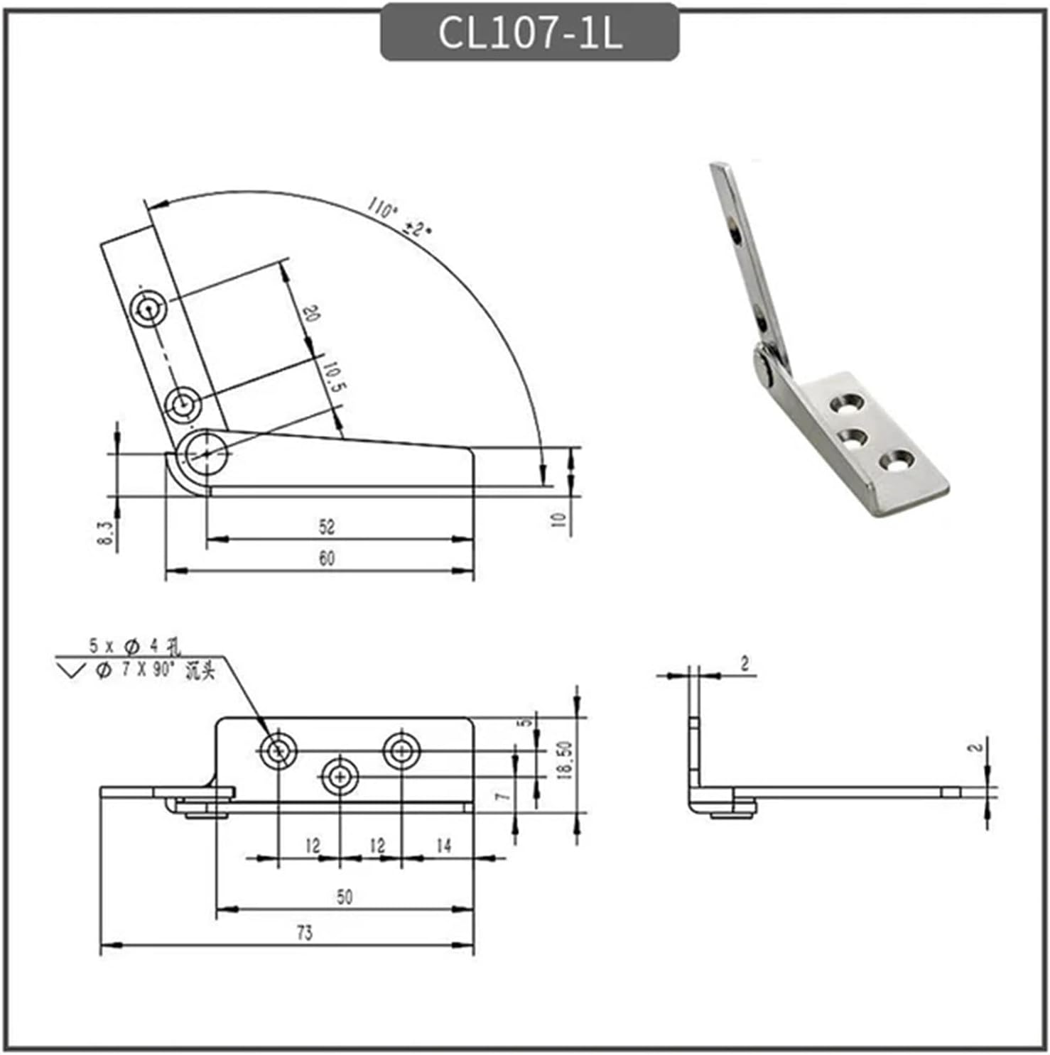 Overlay Cabinet Hinges Concealed Door Hinges 304 Stainless Steel Heavy Duty Door Hinge Industrial Machinery Sound Insulation Automobile Equipment Load-Bearing Hinge(CL107-1L)