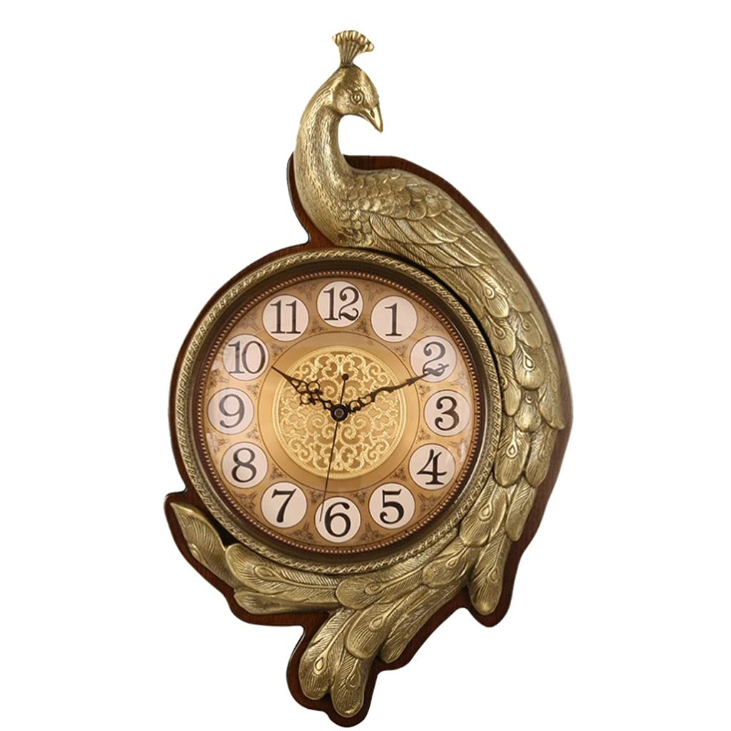 Sjdopulse Black Wall Clock 20 Inch Silent Quartz Non-Ticking Battery Operated Wall Clock Pure Copper Peacock Living Room Wall Clock For Living Room Wall Clock Decor