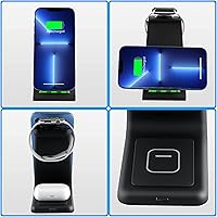 Vista 5 de Cargador inalámbrico para iPhone, YOCUNKER 3 en 1 Qi estación de carga inalámbrica rápida para múltiples dispositivos Apple Watch Series