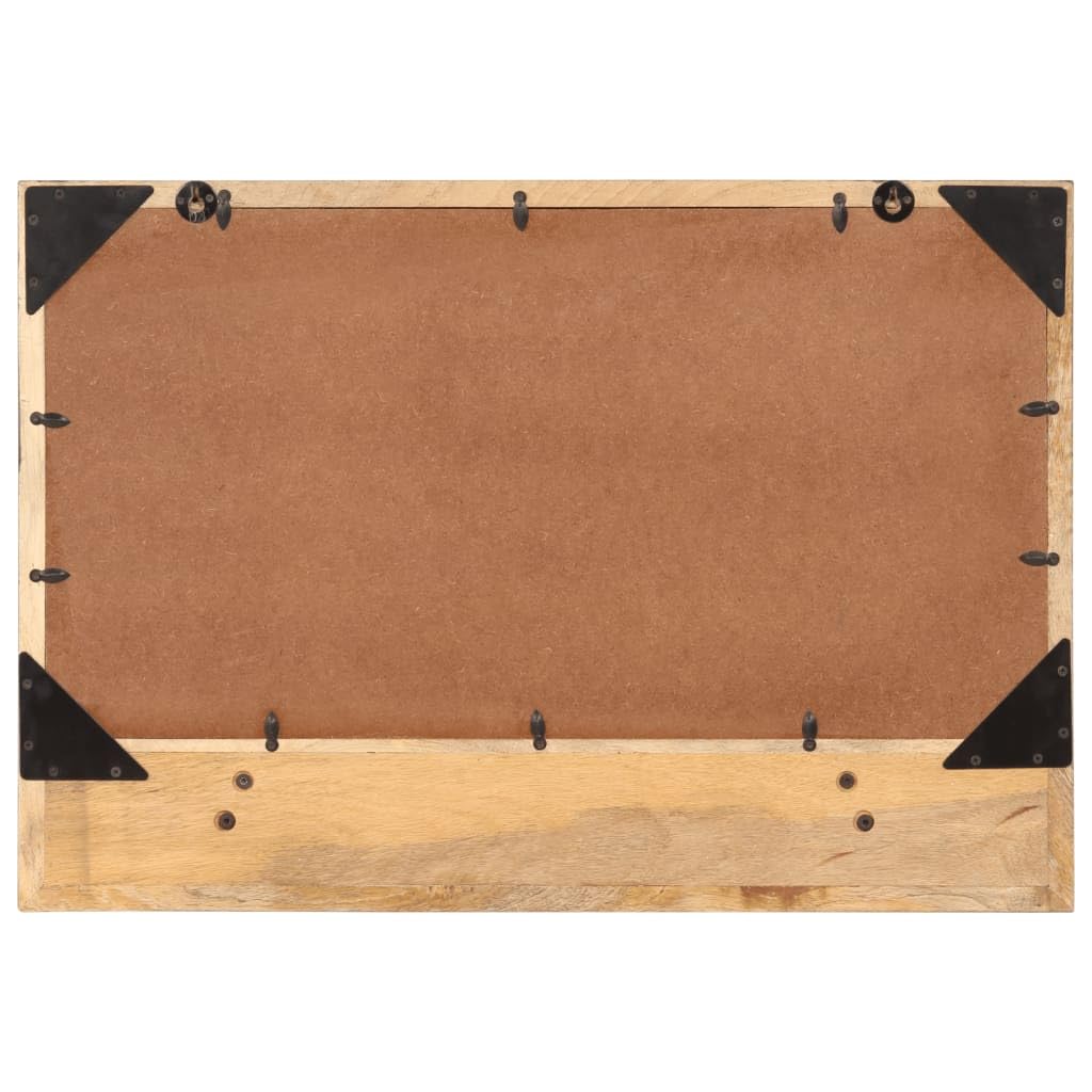 Spiegel mit Ablage aus Glas und massivem Mangoholz 80 x 8 x 55 cm, Wandspiegel für Bad, Flur, Schlafzimmer, Stauraum für Kosmetik und Rasur-Accessoires