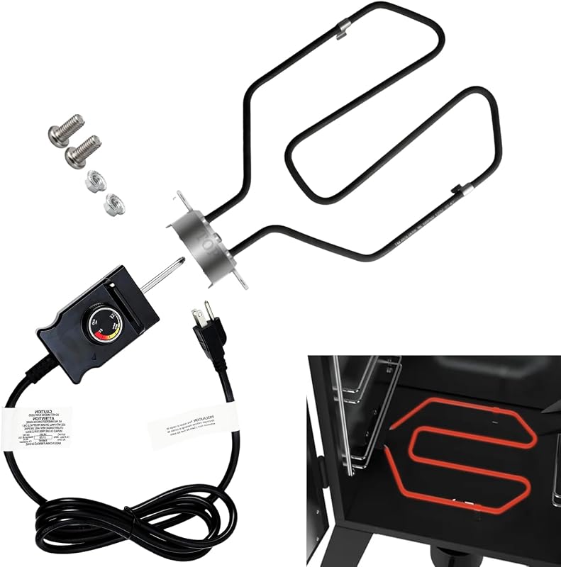 1650W Electric Smoker Heating Element with Adjustable Thermostat Probe Cord | Upgrade Universal, Compatible with Masterbuilt, SmokeHollow, Cuisinart, Brinkmann Gourmet, Char-Broil and Cerakote Oven