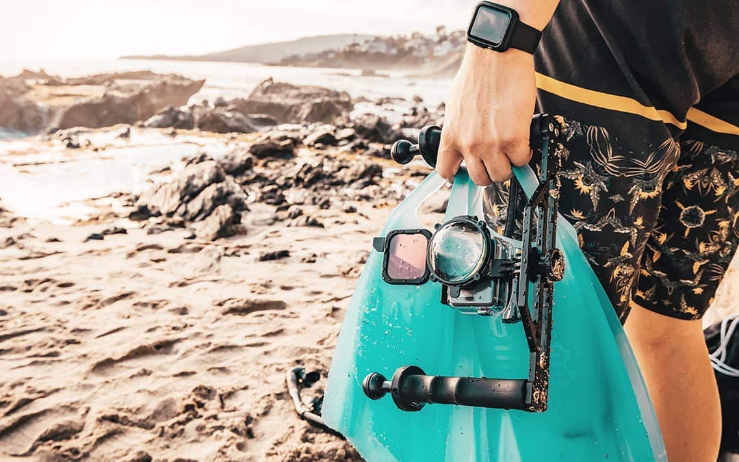 SHOOT Aluminium Dual Handheld Stabilisator Camera Unterwasser Handgriff für GoPro Hero 13/12/11/10/9/8/7/6/5/4/3+/3 SJCAM APEMAN AKASO Actionkameras