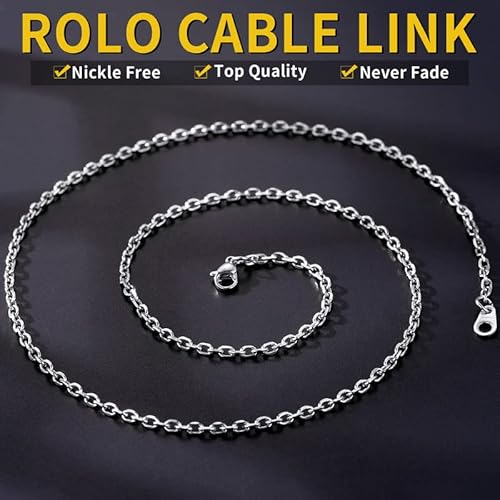 Men's Necklace Chain 3Mm 20 Inch Rolo Link Chain Boys Neck Chain #TOP2