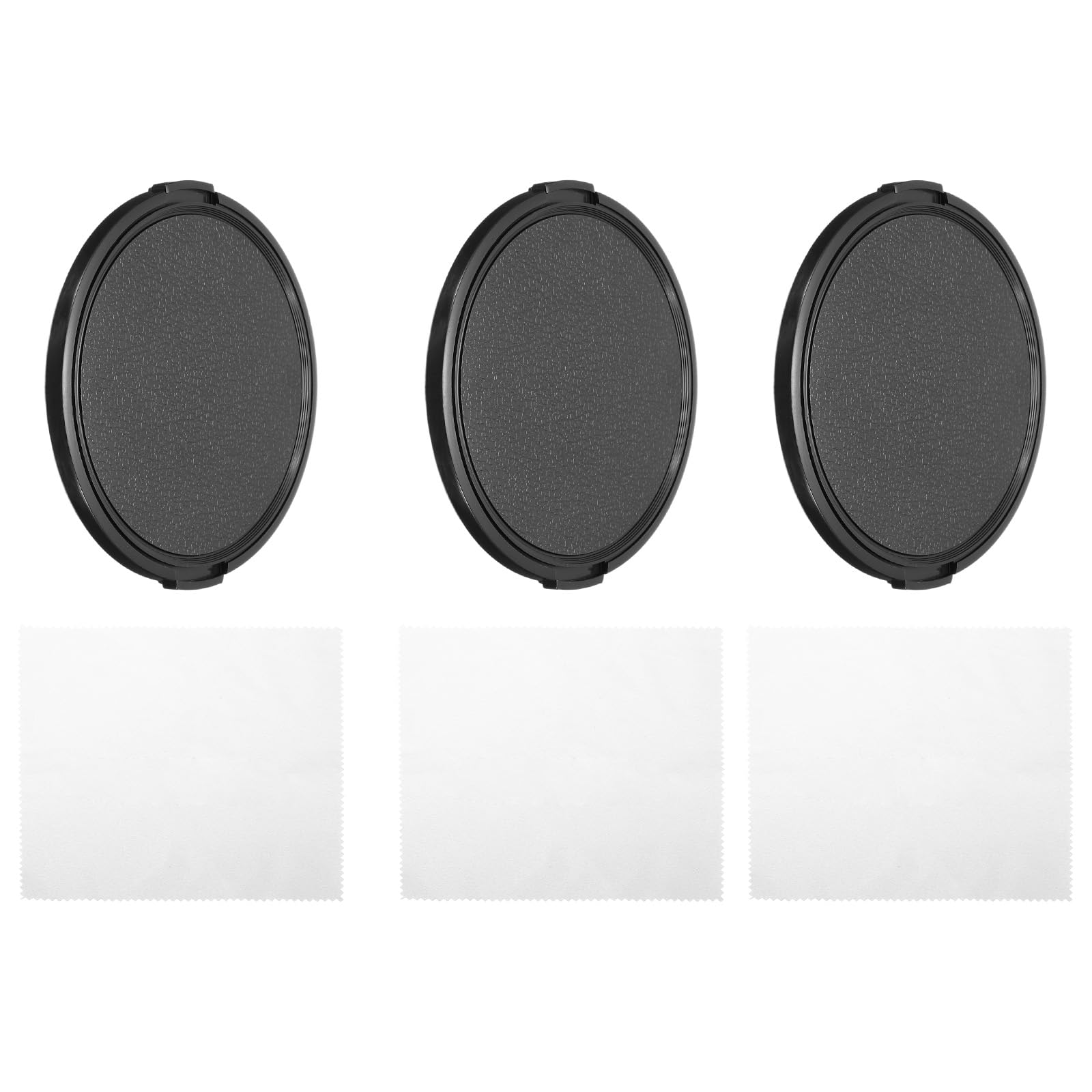PATIKIL 86mm Lens Cap, 3 Pack Sides Pinch Snap Camera Lens Cover for Front Lens with Cleaning Cloth, Suitable for 86mm Thread Universal DSLR Lenses, Black