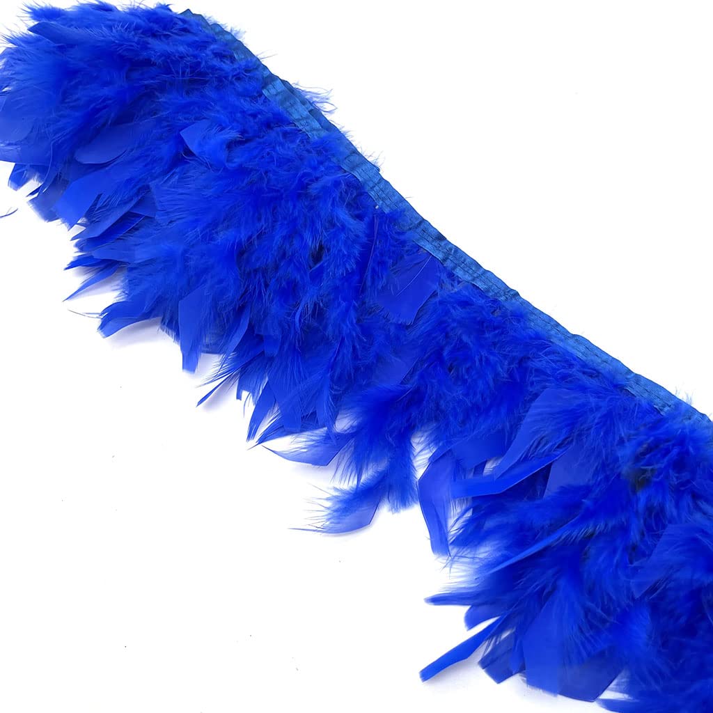 Shekyeon Turkey Feathers Fringe Trim for Party Clothing DIY Sewing Crafts Decoration Pack of 2 Yards (Royal Blue) - Image 2