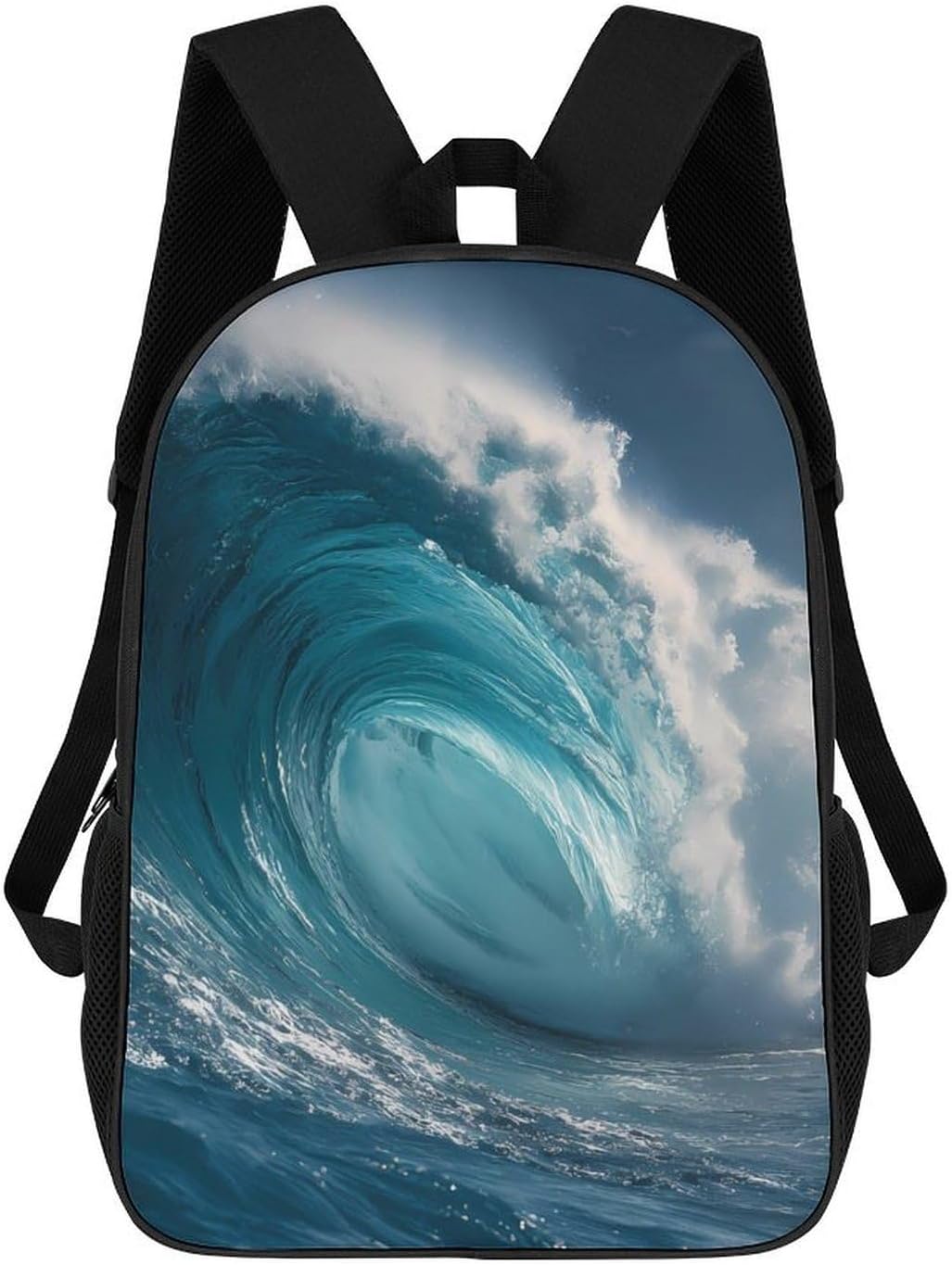 Huge Wave Ocean Sea Unisex Backpack 17" Casual Daypacks Simple Shoulders Bag for Camping Hiking Travel Gear