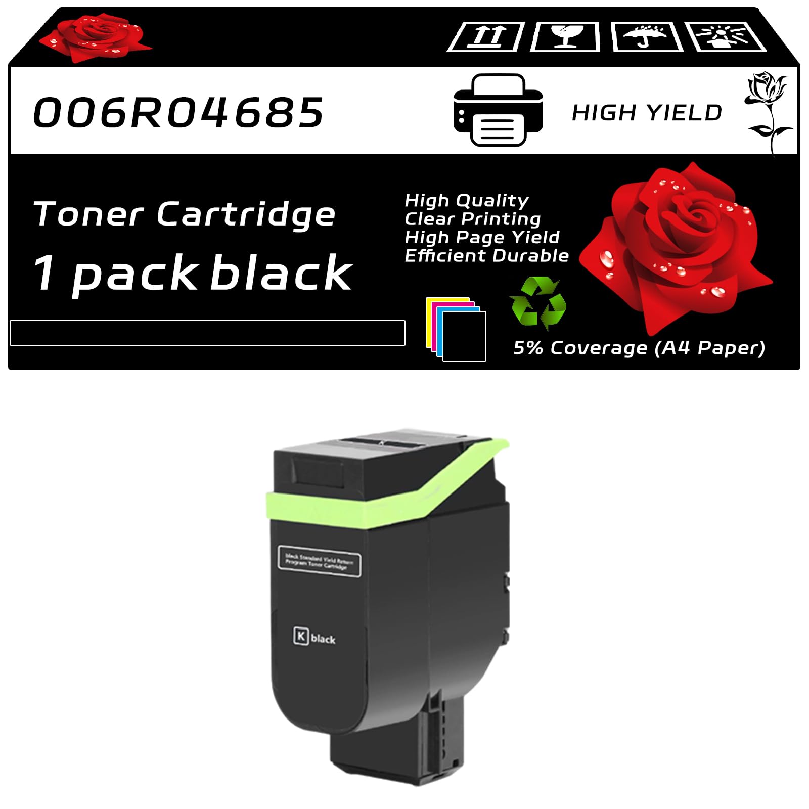 006R04685 006R04686 006R04687 006R04688 Toner Cartridge Compatible for Xerox C410 C410DN VersaLink C415 C415DN Printers, with Chip, High Yield 20500 Pages, Clear Printing (1 Pack Black)