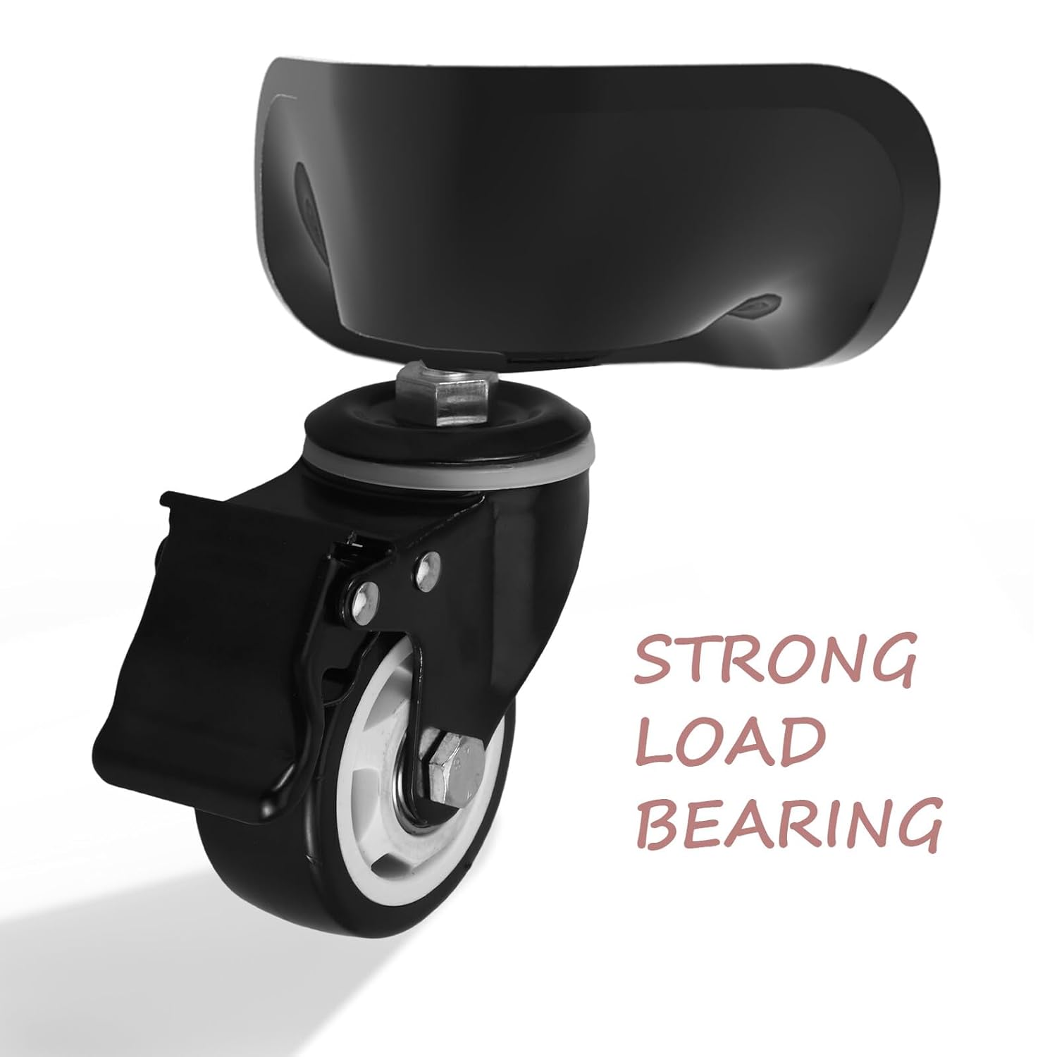 SUPVOX 2pcs 3-inch Silent Small Caster Wheels with Brake, Heavy Duty Furniture Casters for Office Chairs, Bedroom, and Medical Equipment, M12x30 Threaded Stem Replacement