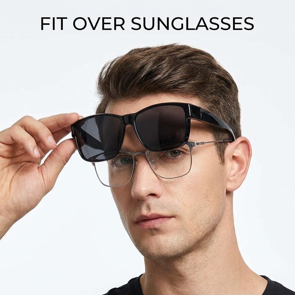 HAOLOTA Fit Over Sunglasses-Polarized for Driving Men, Stylish Square Fashionable Prescription Sunglasses UV400 Protection - Image 7