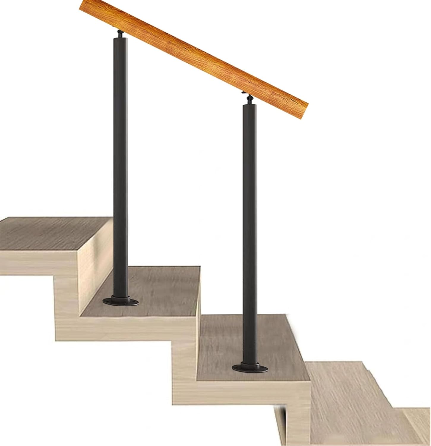 Adjustable Black Round Metal Railing Spindles 270° Angle Stair Balusters with Screws Kit Perfect for Deck Balcony and Stair Post Installation (90cm/35.4in)