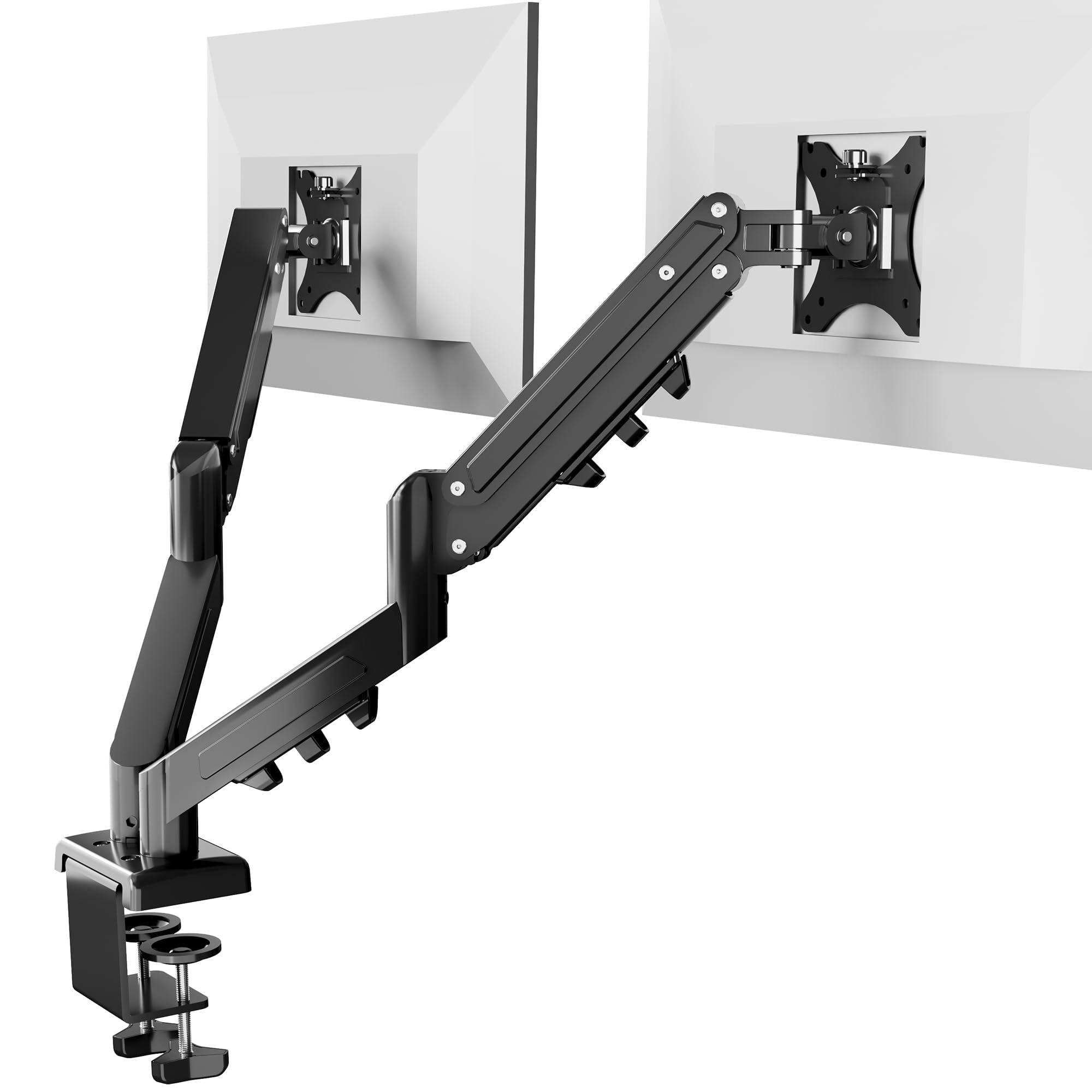 SANODESK Monitor Halterung für 2 Monitore 17-32 Zoll, Dual Monitorarm mit VESA 75x75/100x100, 2-9 kg pro Arm, Höhenverstellbar, Schwenkbar, Neigbar, Tischklemme & Bohrmontage, für Home Office & Büro