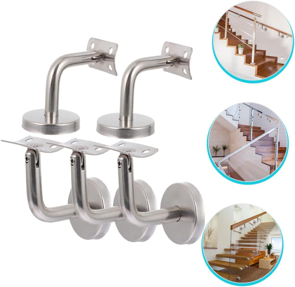 5pcs Handrail Bracket Stainless Steel Stairway Deck Spacers Handrail Support Bracket for Indoor Stairs