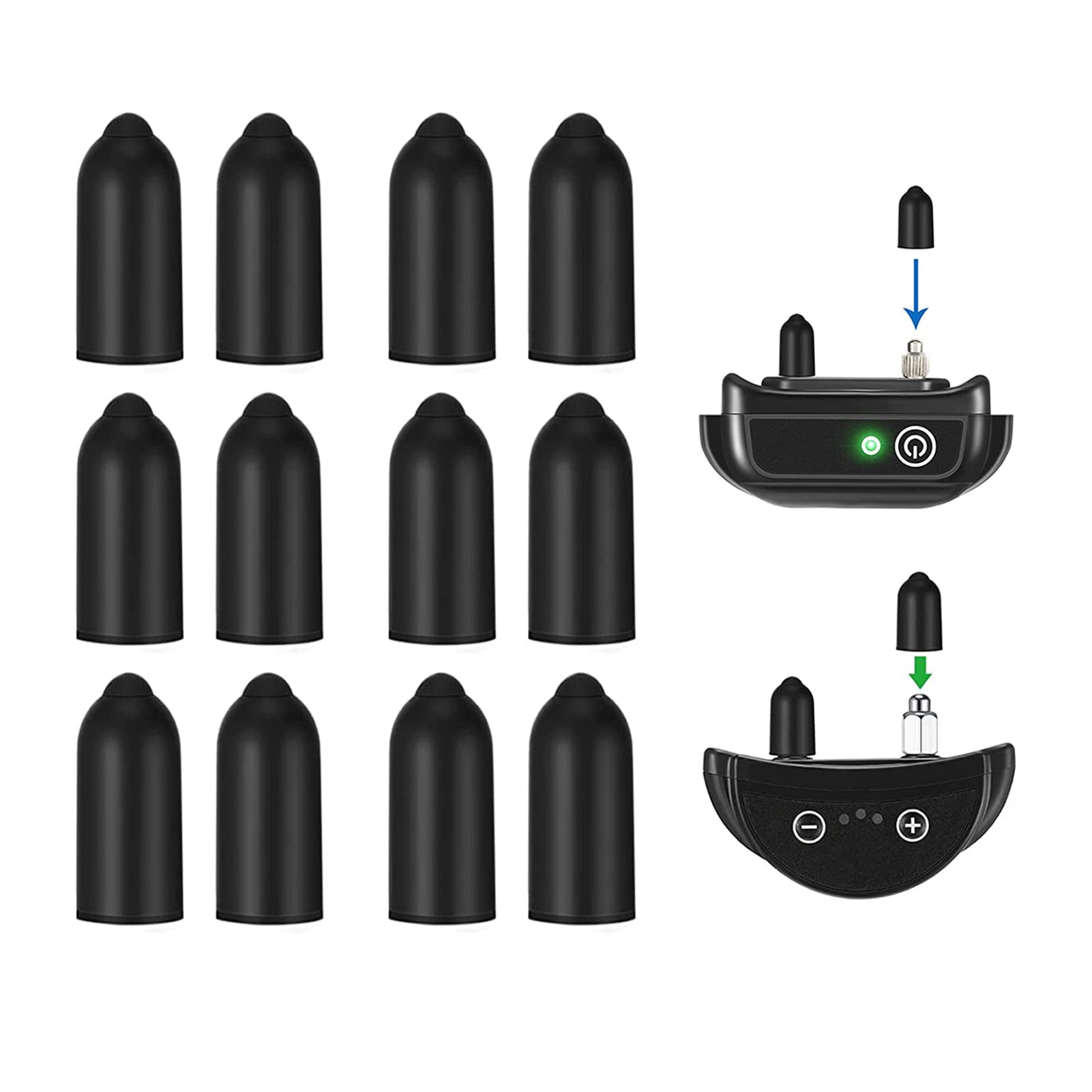 JIPIMON Dog Shock Collar Rubber Tips 12 pcs Training Collar Replacement Silicone Covers Fits Most Brands of Shock Collar (20mm)